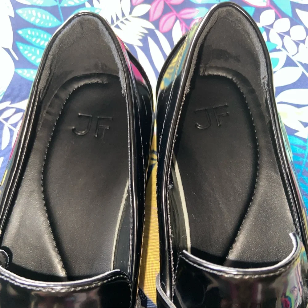 NWOT JF Women Sz-8 Faux Patient Leather Penny Loafers,Chunky 3/4” Platform Shoe👞 - Picture 3 of 16